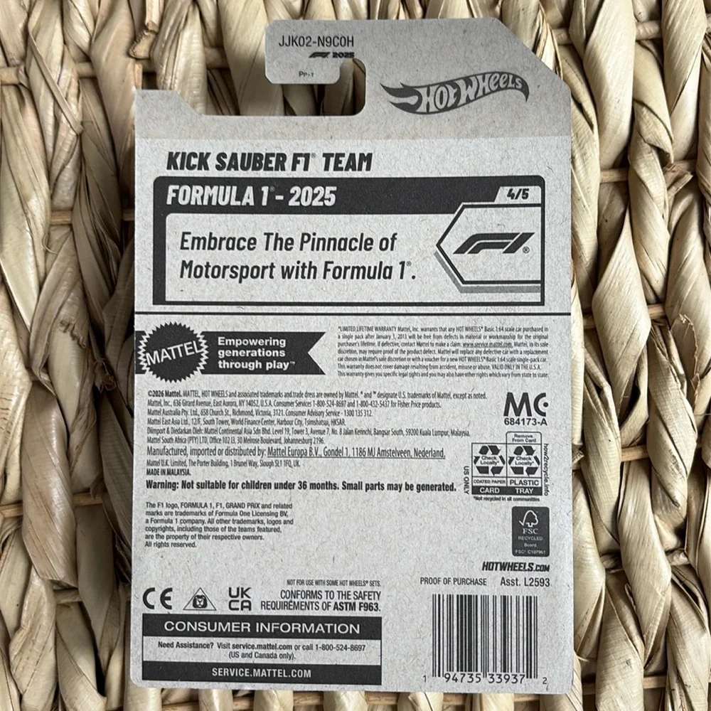 Kick Sauber F1 Team Hot Wheels Formula1 Racing Car Hotwheels Formula 1 Racer  🆕